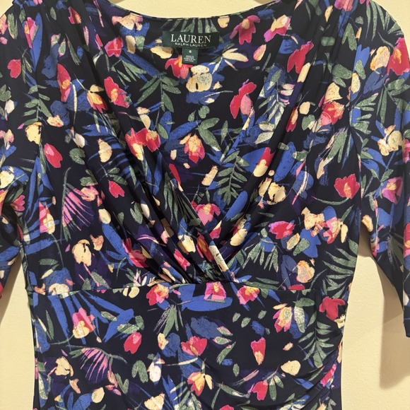 Lauren Ralph Lauren Women's Floral Faux Wrap Dress Peasant Size 6 - Picture 3 of 7